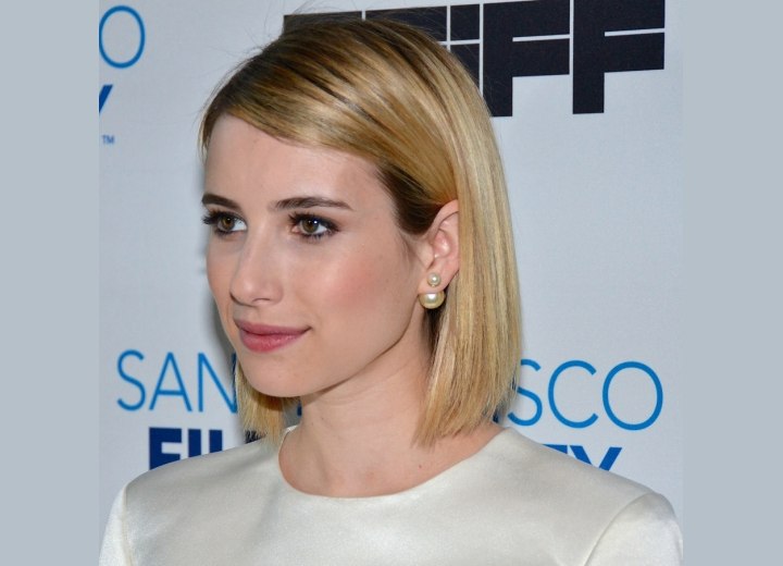 Emma Roberts Long sleek bob with rounded layers and Emma Roberts Long sleek bob with rounded layers and