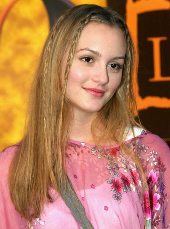 Leighton Meester wearing her long hair in a girlish 60s 