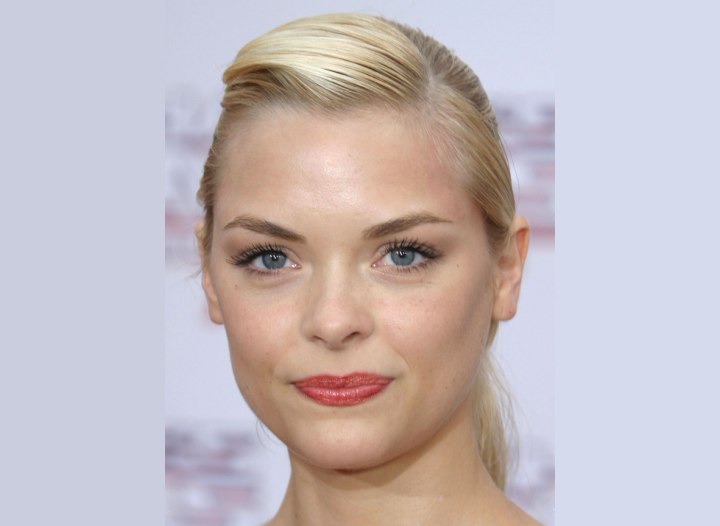 Jaime King's hair styled with gel