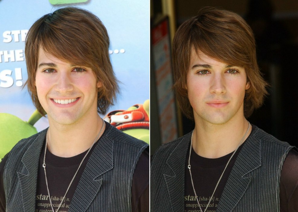 James Maslow with his hair in a shag that covers his neck