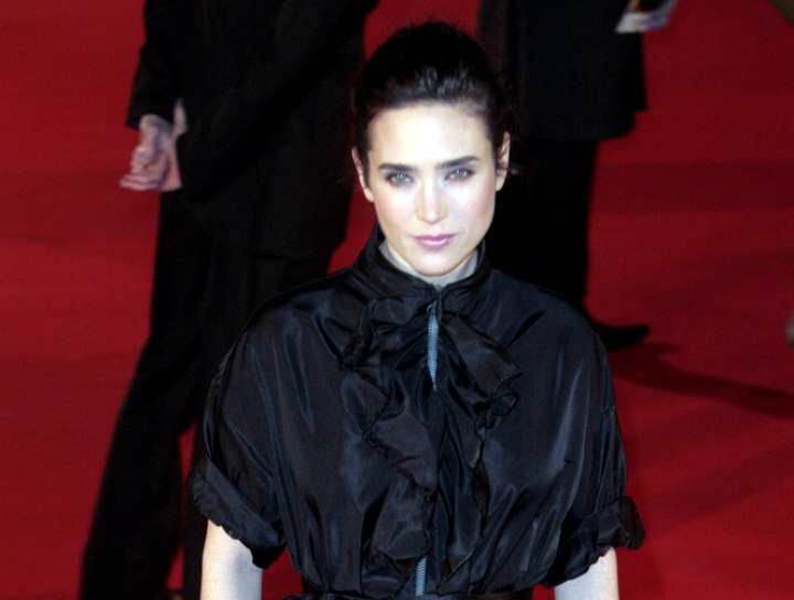 Jennifer Connelly wearing a black silk dress