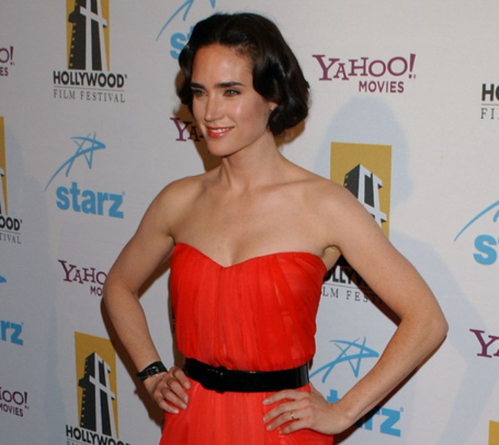 Jennifer Connelly wearing a red dress