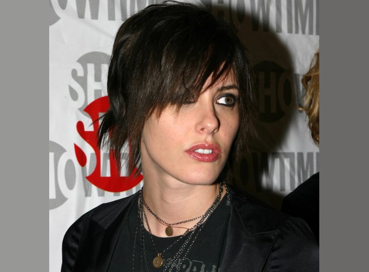 Katherine MOennig with choppy razor cut hair