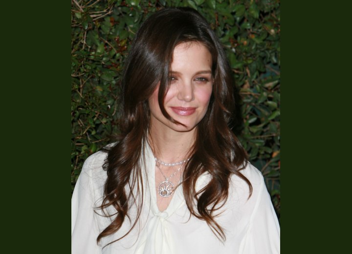 Katie Holmes long hair with large round curls