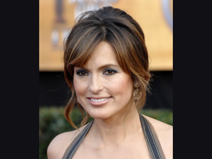 Mariska Hargitay with her hair styled up