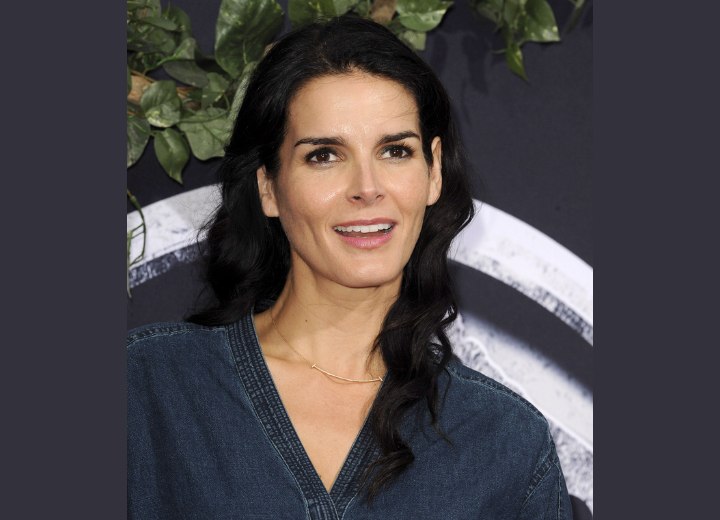 Angie Harmon comfortable long hairstyle