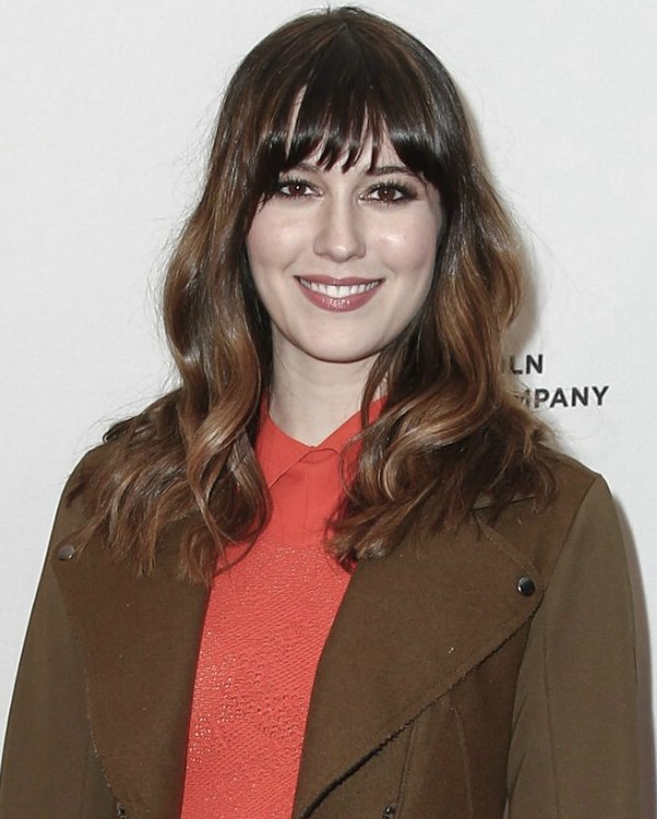 Mary Elizabeth Winstead's brunette hairstyle with long 