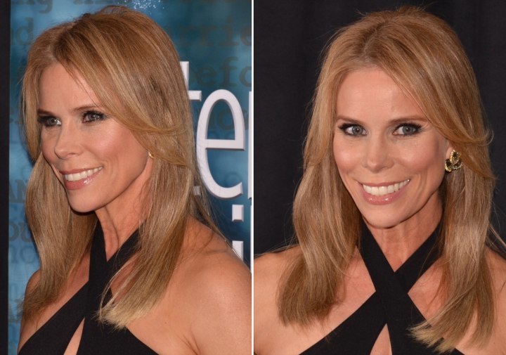 Cheryl Hines with long blunt cut hair