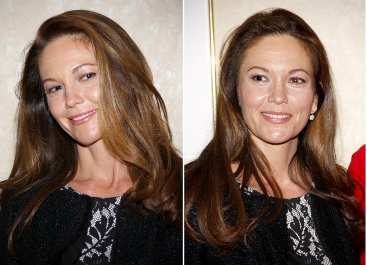 Diane Lane's natural look with long hair