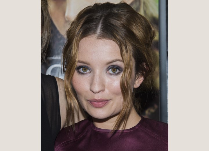 Emily Browning with her hair in  an updo