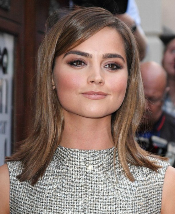 Jenna Coleman's smooth shoulder length hair with an Jenna Coleman's smooth shoulder length hair with an
