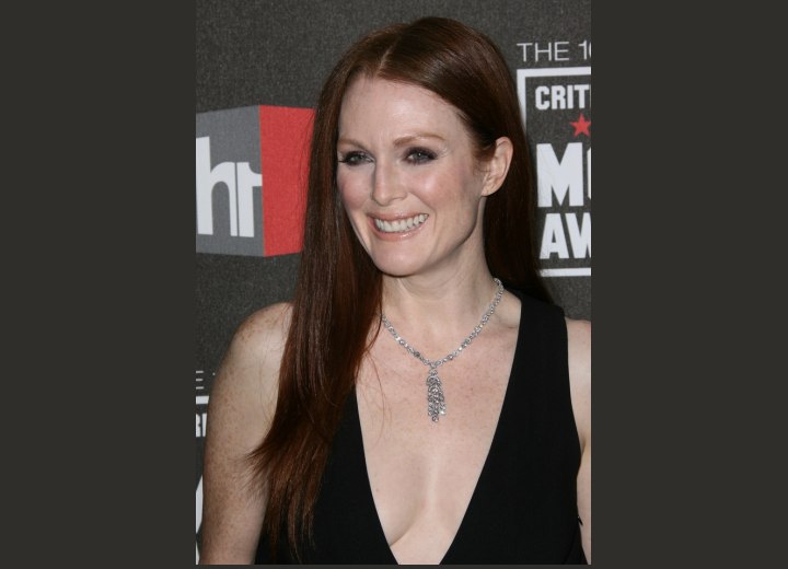 Redhead Julianne Moore with long sleek hair