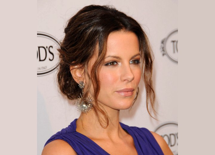 Kate Beckinsale with her hair pulled up