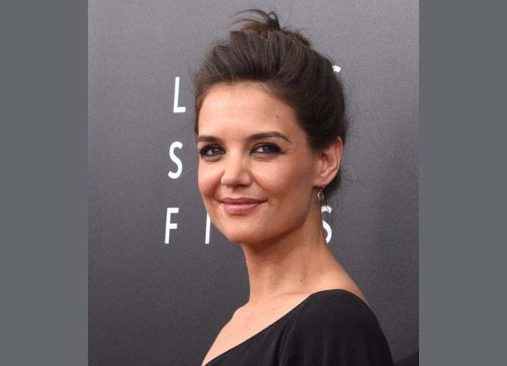 Simple updo with a bun - Katie Holmes