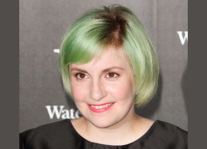 Lena Dunham with mint green hair