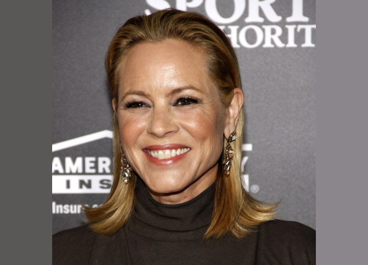 Maria Bello's age appropriate hairstyle that makes an over Maria Bello's age appropriate hairstyle that makes an over