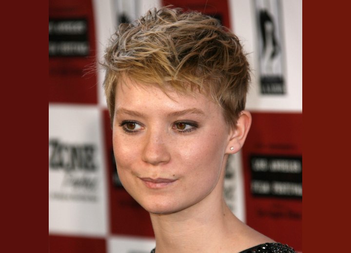 Mia Wasikowska sporting a very short pixiecut