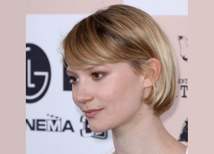 Mia Wasikowska with her hair in a classic bob