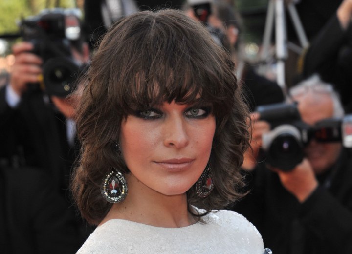 Milla Jovovich - Hairstyle with thick bangs