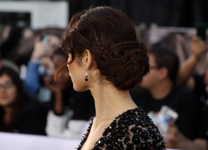 Back view of Olga Kurylenko's braided updo