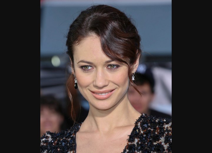 hairstyle with finger waved bangs - Olga Kurylenko