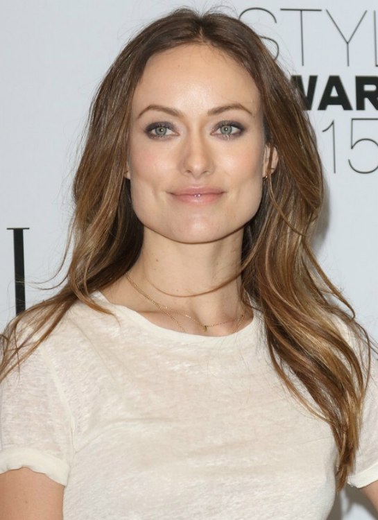 Olivia Wilde  Long hair with a center part for a square 