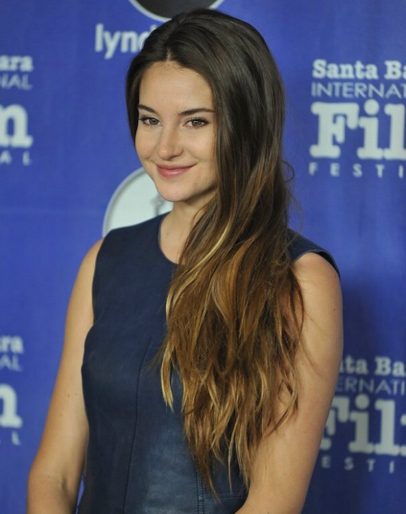 Shailene Woodley's super long thick hair with ombre coloring