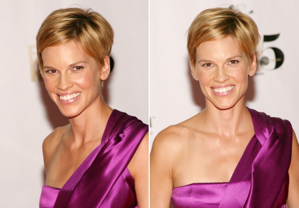 Hilary Swank wearing her hair in a pixie