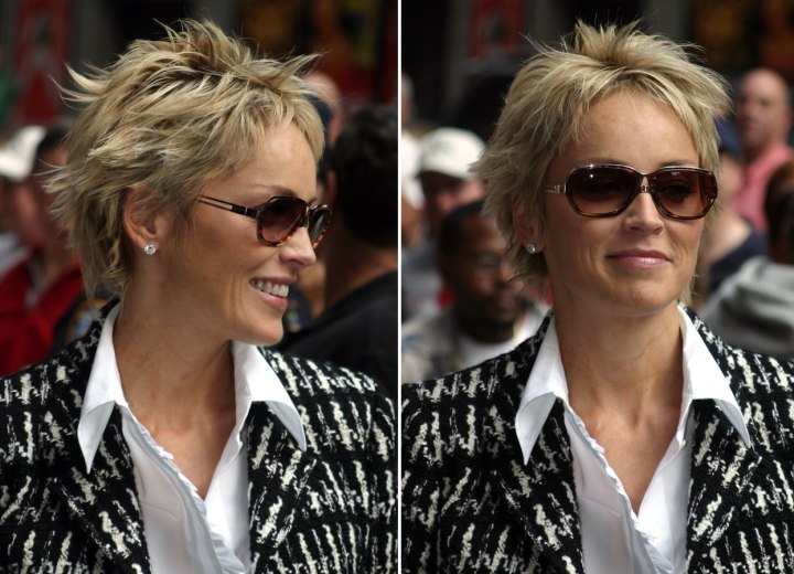 Sharon Stone pixie cut