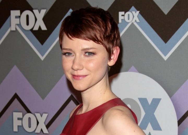 Pixie cut with the hair cut around the ears - Valorie Curry