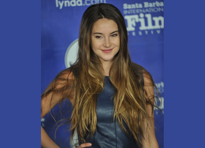 Shailene Woodley's super long thick hair with ombre coloring