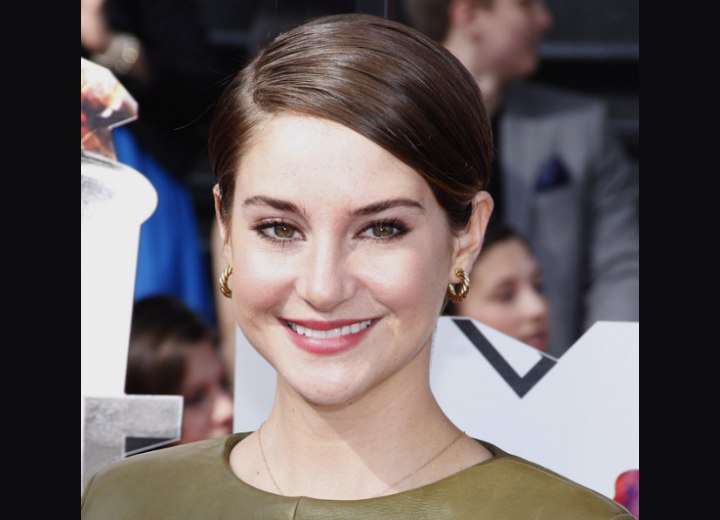 Shailene Woodley's pixie cut styled with wet-look gel