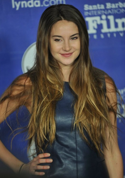 Shailene Woodley's super long thick hair with ombre coloring