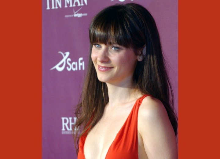 Zooey Deschanel with smooth long hair