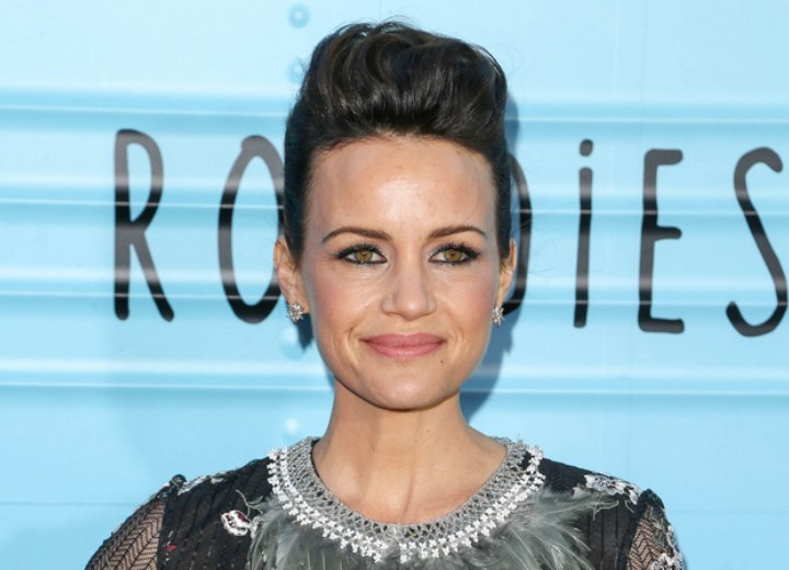 Carla Gugino with her hair in a fake pixie cut