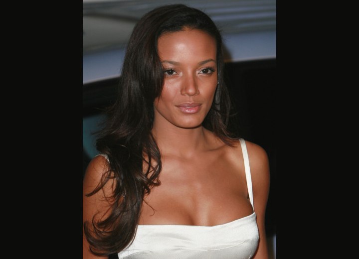 Selita Ebanks with very long wavy hair