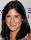 Selma Blair's dark medium length hair with layers on the ends