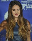 Shailene Woodley's very long ombré hair with a side part