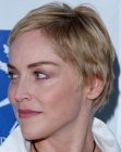 Sharon Stone's razor cut pixie with soft lines