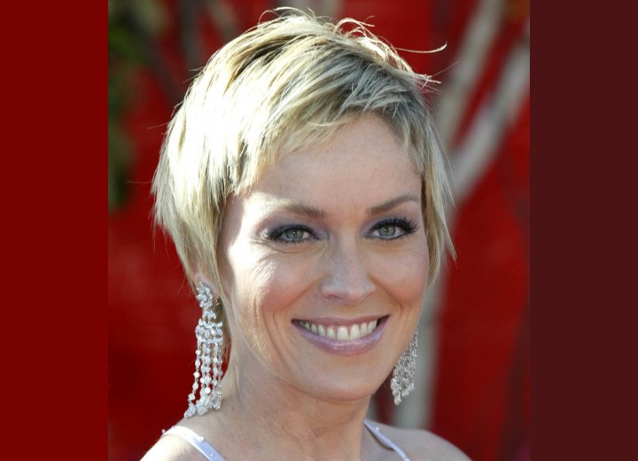 Sharon Stone's short haircut