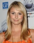 Stacy Keibler's long staright hair with a flip at the ends and side bangs