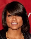 Taraji Henson's smooth and glossy bob with heavy bangs