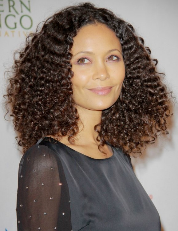 Thandie Newton  Effortless look with hair styled into curls
