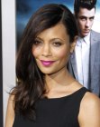 Thandie Newton's shoulder length cut with hair that flips up