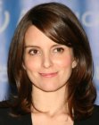Tina Fey wearing her hair slightly layered and at shoulder length