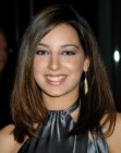 Brunette Vanessa Lengies sporting a long bob with a side part
