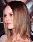 Vanessa Paradis with her hair cut into a medium style with tapering