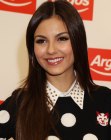 Victoria Justice's very long shiny hair with a middle part