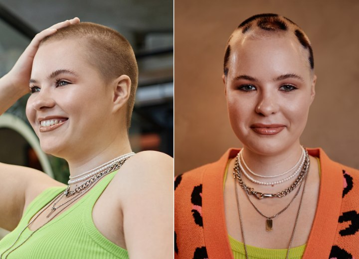 Mädchen mit rasiertem Kopf