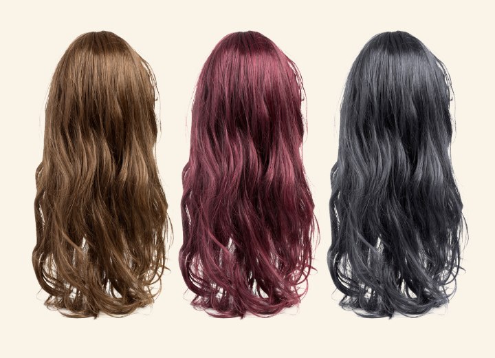 Percken mit verschiedenen Haarfarben